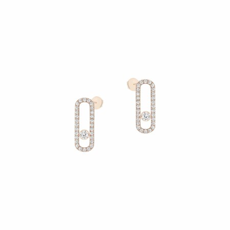 Messika Move Uno earrings, rose gold pave diamonds