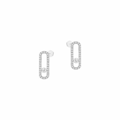 Boucles d'oreilles Messika Move Uno GM pavées en or blanc et diamants