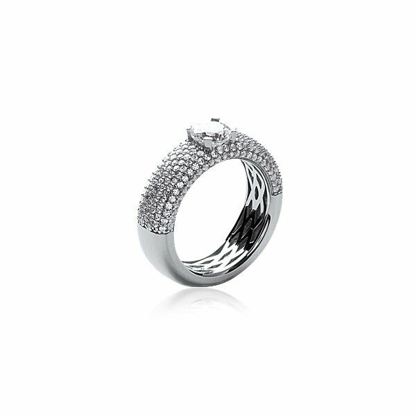 Bague en argent rhodié et oxydes de zirconium