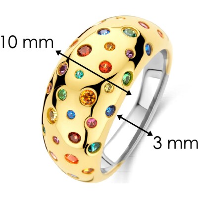Bague Ti Sento en argent doré, argent et pierres de couleurs