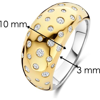 Bague Ti Sento en argent doré et oxyde de zirconium, taille 56