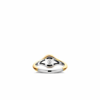 Bague Ti Sento en argent doré boussole et oxyde de zirconium