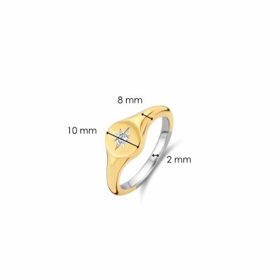 Bague Ti Sento en argent doré boussole et oxyde de zirconium