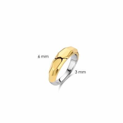 Bague Ti Sento en argent doré facetée, petit modèle