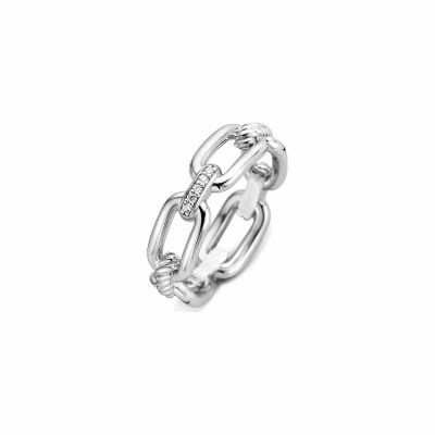 Bague Ti Sento maille forçat en argent et oxydes de zirconium, taille 62