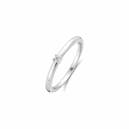 Bague Ti Sento en argent rhodié et oxyde de zirconium, petit modèle, taille 52