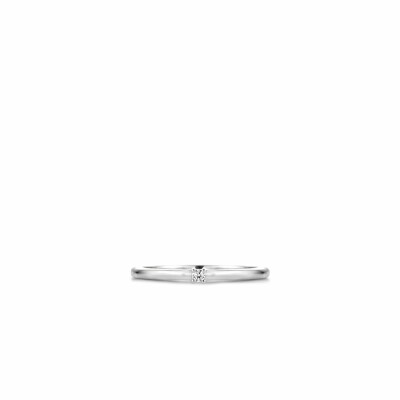 Bague Ti Sento en argent rhodié et oxyde de zirconium, petit modèle, taille 52