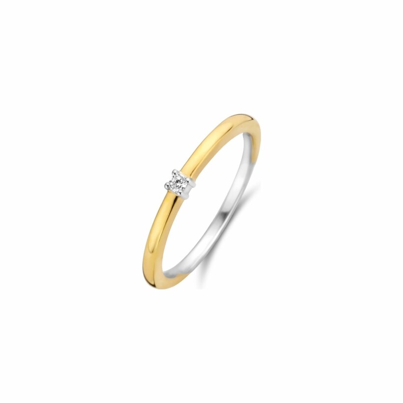 Bague Ti Sento en argent plaqué or jaune et oxyde de zirconium, petit modèle, taille 54