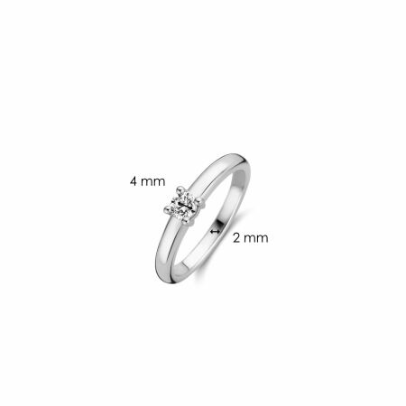 Bague Ti Sento en argent rhodié et oxyde de zirconium, serti griffe, grand modèle, taille 54