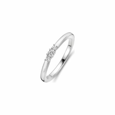 Bague Ti Sento en argent rhodié et oxydes de zirconium, taille 50