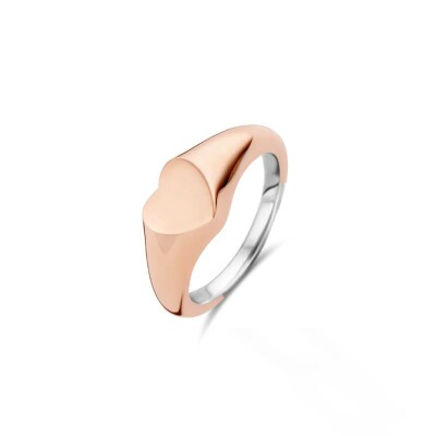 Bague Ti Sento cœur en argent plaqué or rose, taille 54