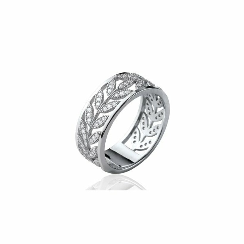 Bague en argent rhodié et oxydes de zirconium