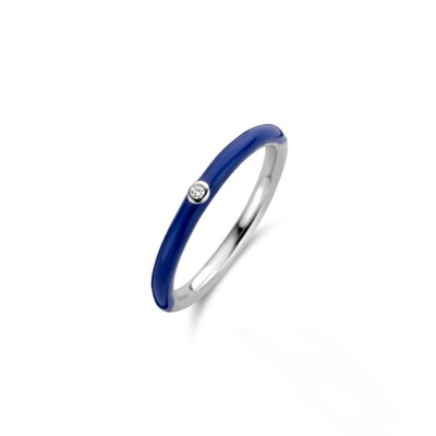 Bague Ti Sento en argent plaqué platine, pierre de couleurs et oxydes de zirconium, taille 56