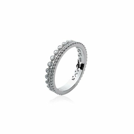 Bague en argent rhodié et oxydes de zirconium