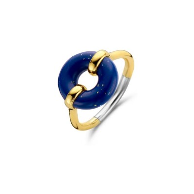 Bague Ti Sento en argent plaqué or jaune et lapis lazuli, taille 54