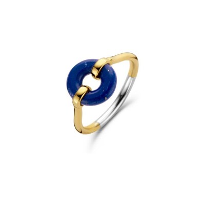 Bague Ti Sento en argent plaqué or jaune et lapis lazuli, taille 54