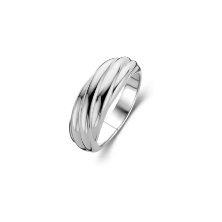 Bague Ti Sento torsadée en argent rhodié, taille 54