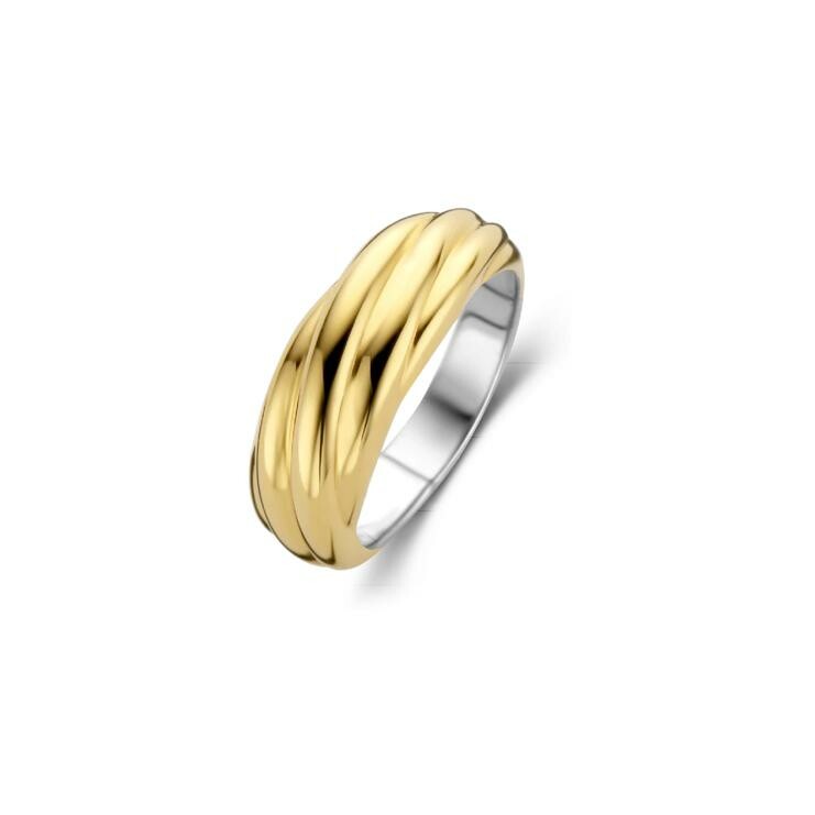 Bague Ti Sento torsadée en argent plaqué or jaune, taille 54