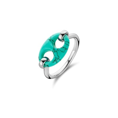 Bague Ti Sento en argent plaqué platine et turquoise