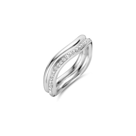 Bague Ti Sento en argent plaqué platine et oxydes de zirconium