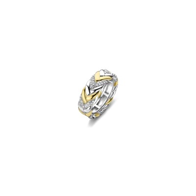 Bague Ti Sento en argent doré et oxyde de zirconium, taille 56