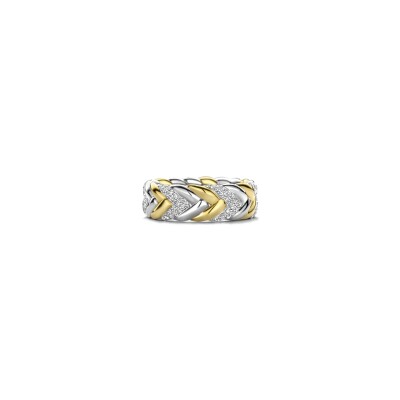 Bague Ti Sento en argent doré et oxyde de zirconium, taille 56