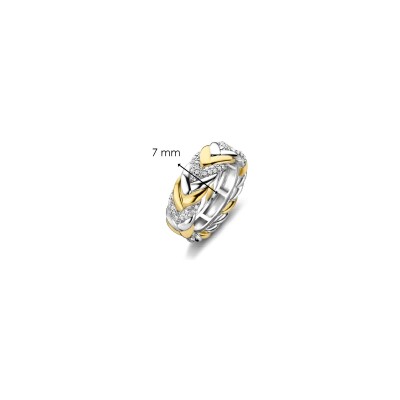 Bague Ti Sento en argent doré et oxyde de zirconium, taille 56