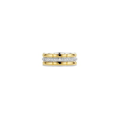 Bague Ti Sento en argent doré et oxyde de zirconium, taille 54