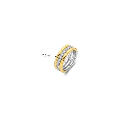 Bague Ti Sento en argent doré et oxyde de zirconium, taille 54