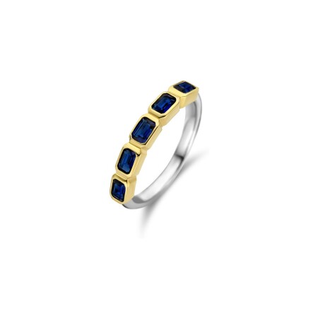 Bague Ti Sento en argent, argent plaqué or jaune et cristal synthétique