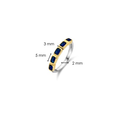Bague Ti Sento en argent, argent plaqué or jaune et cristal synthétique