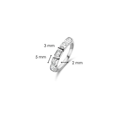 Bague Ti Sento en argent plaqué platine et oxyde de zirconium