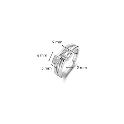 Bague Ti Sento en argent plaqué platine et oxyde de zirconium