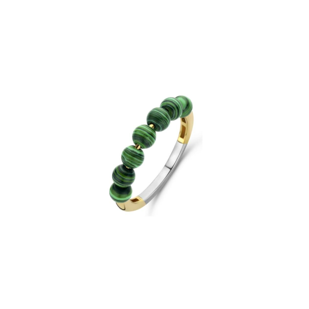 Bague Ti Sento en argent doré et malachite, taille 54