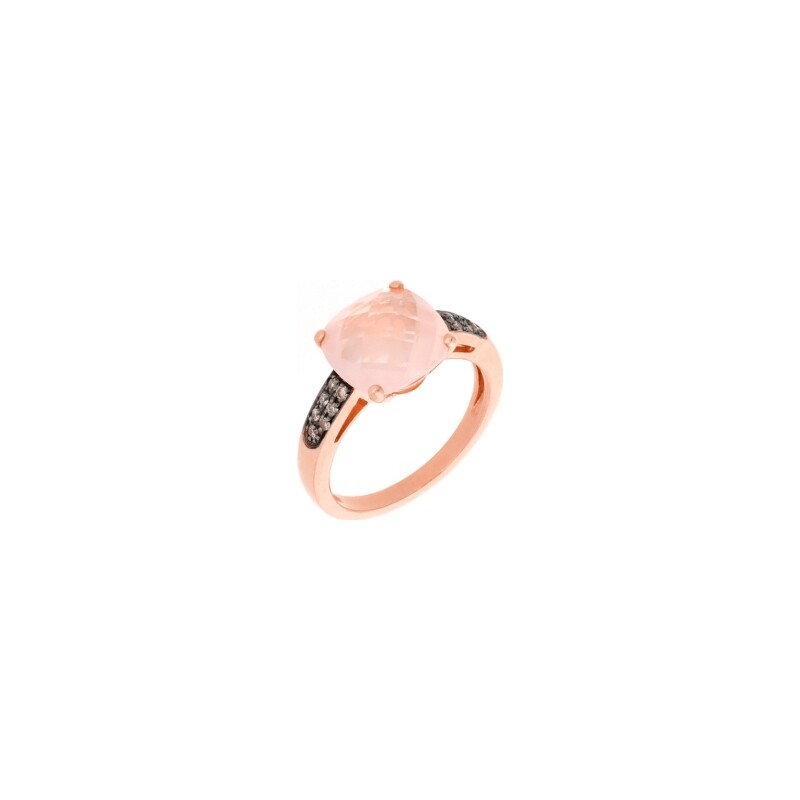 Bague Cesare Pompanon Poppy Blue en or rose, quartz rose et diamants bruns