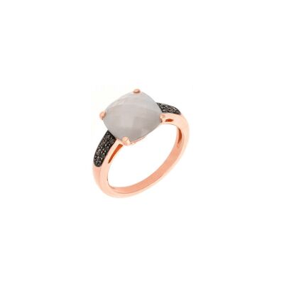 Bague Cesare Pompanon Poppy Blue en or rose, pierre de lune grise et diamants