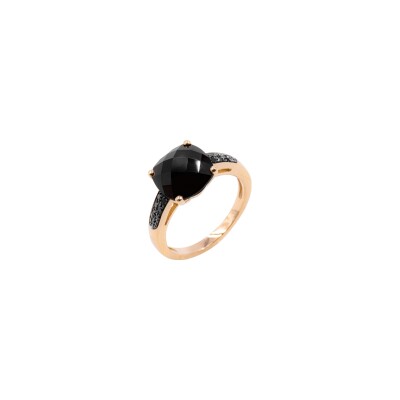 Bague Cesare Pompanon Poppy Blue en or rose, onyx et diamants noirs