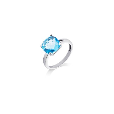 Bague Cesare Pompanon Poppy Blue en or blanc, topaze et diamants