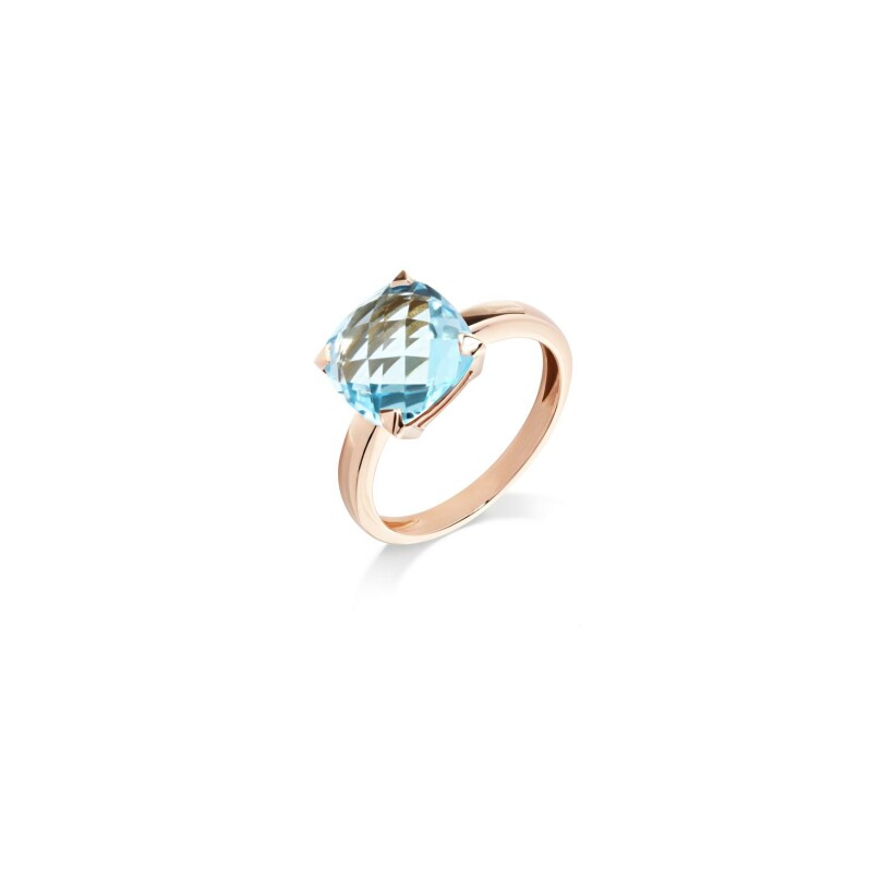 Bague Cesare Pompanon Poppy Blue en or rose, topaze et diamants