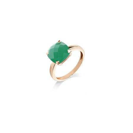 Bague Cesare Pompanon Poppy Blue petit modèle en or rose et agate verte