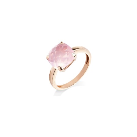 Bague Cesare Pompanon Poppy Blue petit modèle en or rose et quartz rose