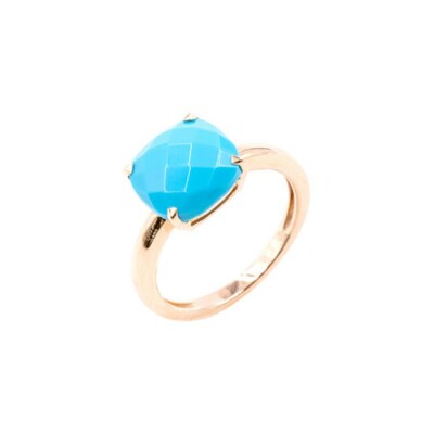 Bague Cesare Pompanon Poppy Blue petit modèle en or rose et turquoise