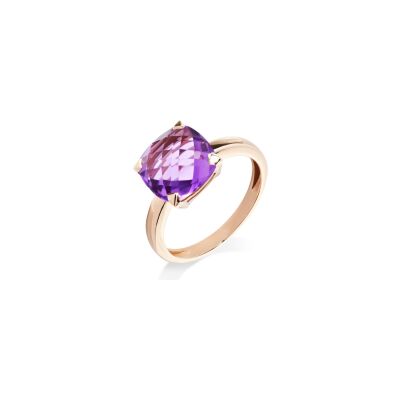 Bague Cesare Pompanon Poppy Blue en or rose et améthyste, petit modèle