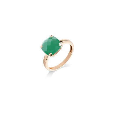 Bague Cesare Pompanon Poppy Blue en or rose et agate verte, petit modèle