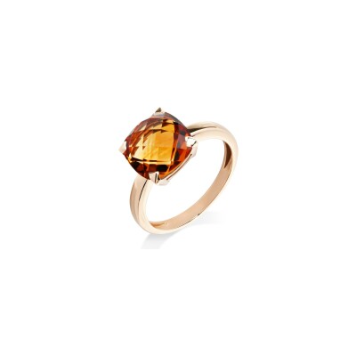 Bague Cesare Pompanon Poppy Blue en or rose et citrine madère, petit modèle