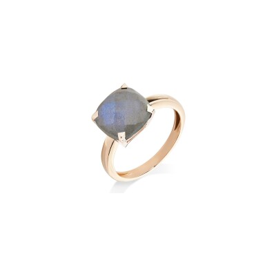 Bague Cesare Pompanon Poppy Blue en or rose et labradorite, petit modèle