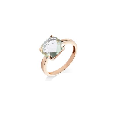 Bague Cesare Pompanon Poppy Blue en or rose et prasiolite, petit modèle