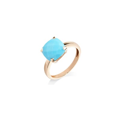 Bague Cesare Pompanon Poppy Blue en or rose et turquoise, petit modèle