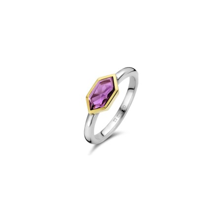 Bague Ti Sento en argent doré et pierres de couleur, taille 54