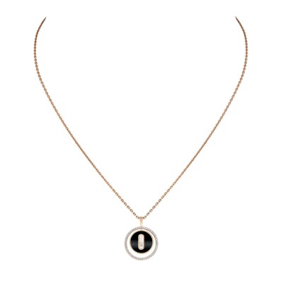 Collier Messika Lucky Move en or rose, diamants et onyx, PM